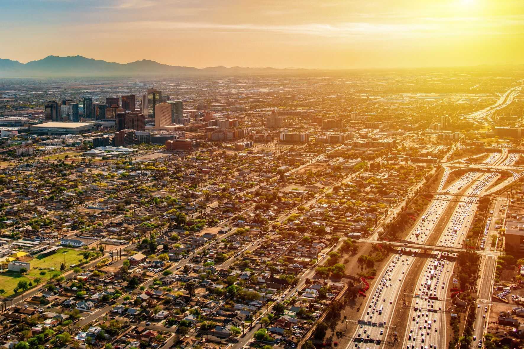 Aerial photography of Phoenix, Arizona